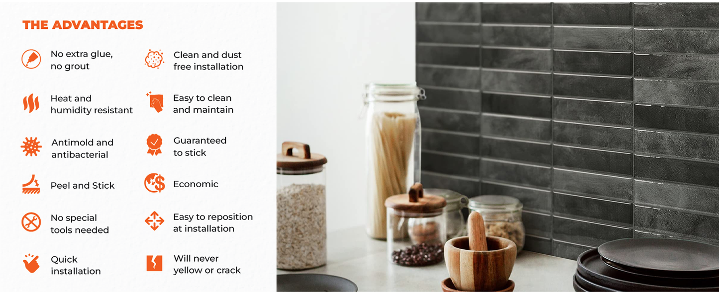 3D Self-Adhesive Wall Stickers Square Epoxy Wallpaper Kitchen And Bathroom Stickers Waterproof, Oil-Proof And High Temperature Resistant