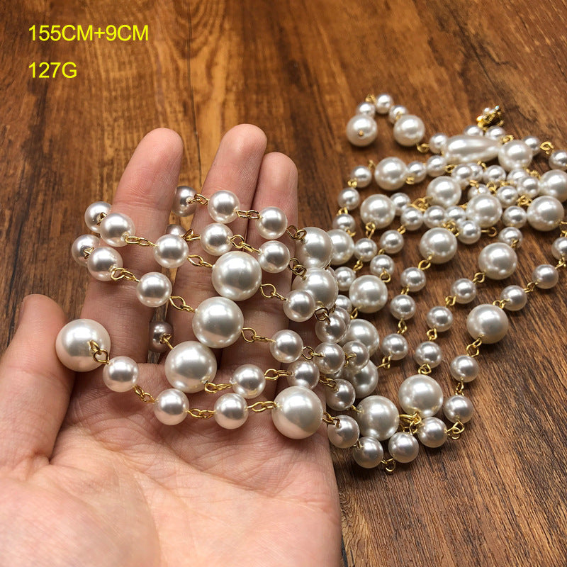 Glazed Glass Pearl Long Necklace